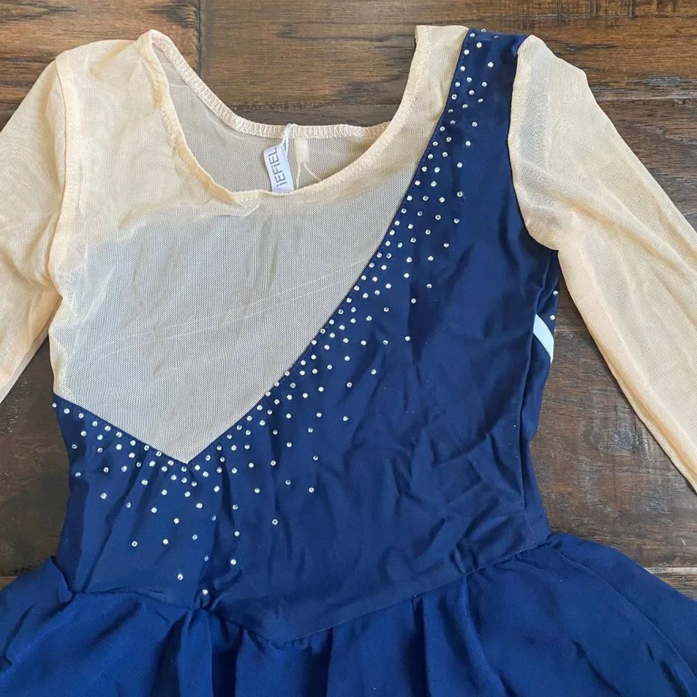 NWT!  Long Sleeve Gymnastics Dance Costume in Blue - Size 8
